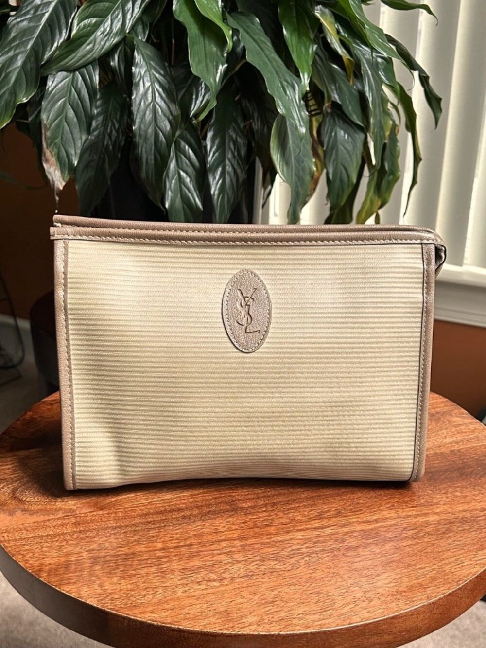 YSL Zip Cosmetic Pouch, Taupe